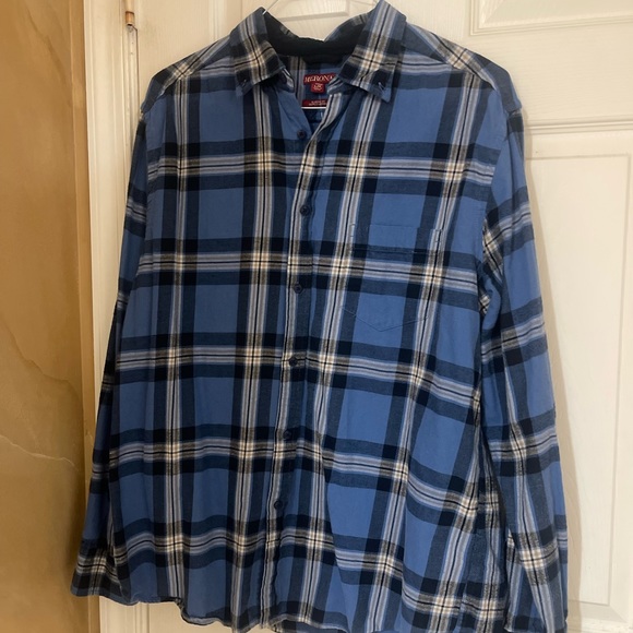 Sale‼️Merona Flannel   button down Blue Shirt by -Size Large-Preowned - Picture 2 of 14